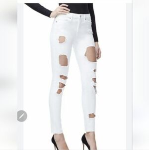Good American white distressed skinny jeans size 20